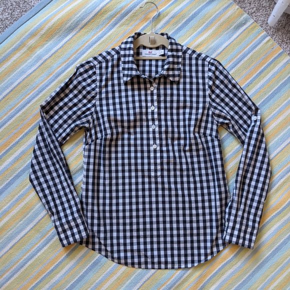 ⭐ Vineyard Vines Black and White Gingham Popover size 2 - Picture 2 of 13